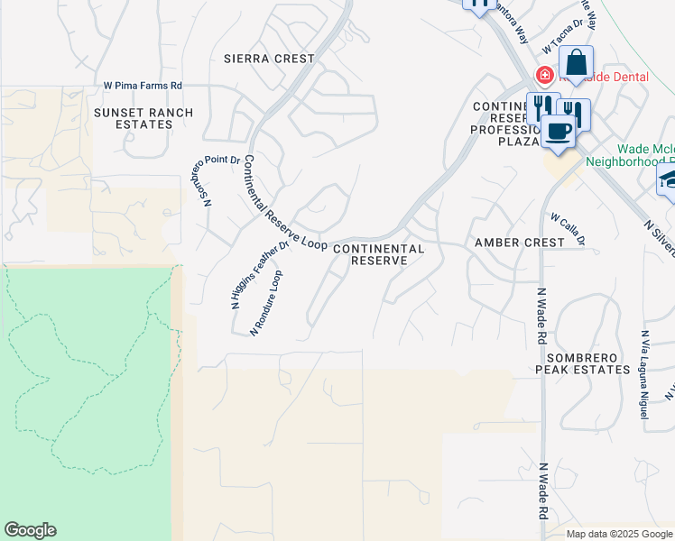 map of restaurants, bars, coffee shops, grocery stores, and more near 7991 North Lime Star Drive in Tucson