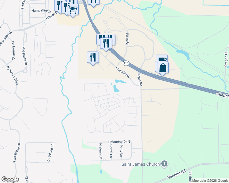 map of restaurants, bars, coffee shops, grocery stores, and more near 8209 Ryan Ridge Loop in Montgomery