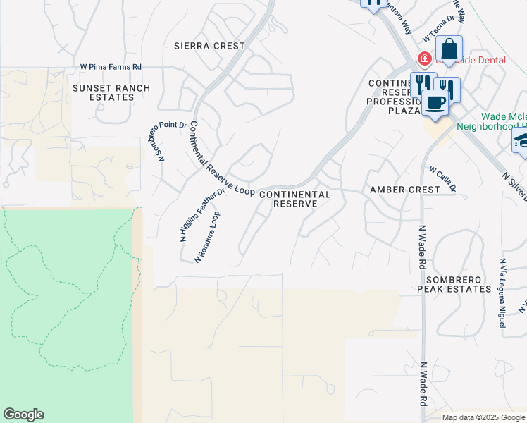 map of restaurants, bars, coffee shops, grocery stores, and more near 7991 North Lime Star Drive in Tucson