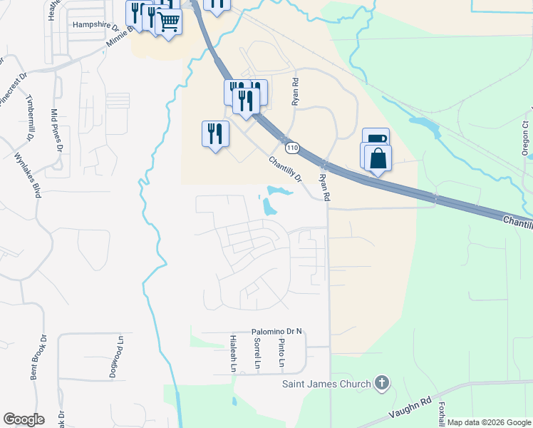 map of restaurants, bars, coffee shops, grocery stores, and more near 8209 Ryan Ridge Loop in Montgomery