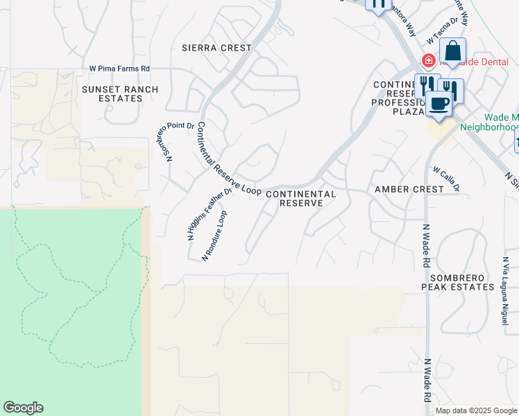 map of restaurants, bars, coffee shops, grocery stores, and more near 7991 North Lime Star Drive in Tucson
