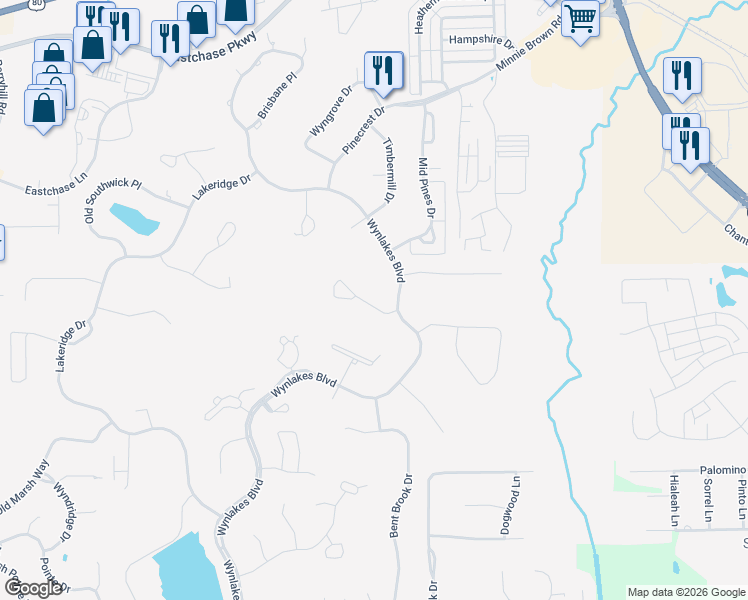 map of restaurants, bars, coffee shops, grocery stores, and more near 9861 Wyncrest Circle in Montgomery
