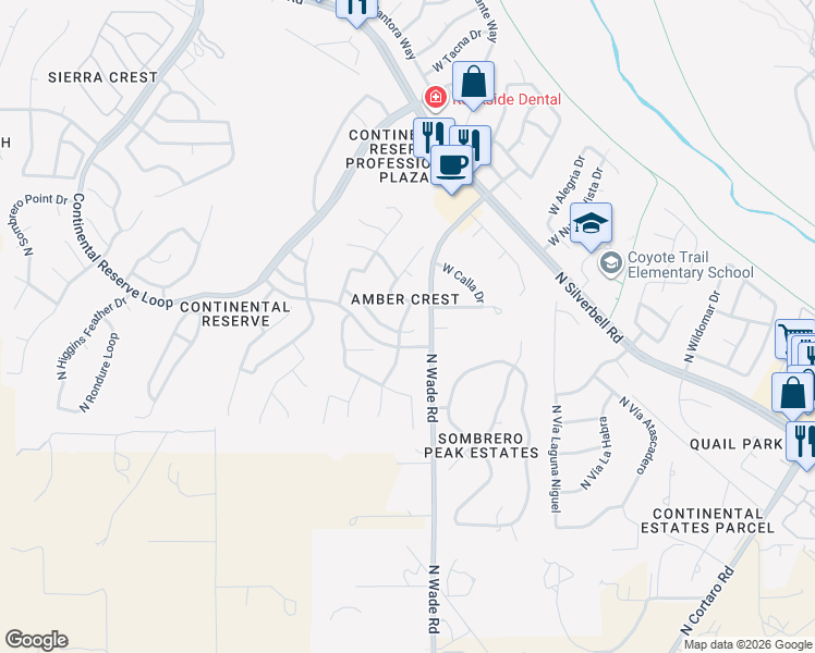 map of restaurants, bars, coffee shops, grocery stores, and more near 8004 North New Season Drive in Tucson