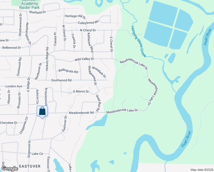 map of restaurants, bars, coffee shops, grocery stores, and more near 2324 East Manor Drive in Jackson