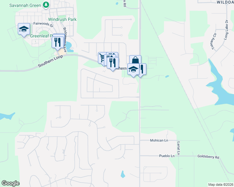 map of restaurants, bars, coffee shops, grocery stores, and more near 10532 Plum Creek Dr in Shreveport