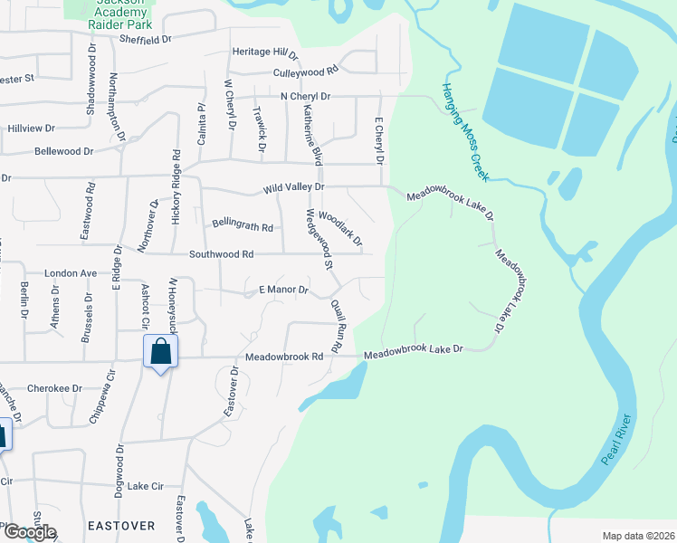 map of restaurants, bars, coffee shops, grocery stores, and more near 4316 Wedgewood Street in Jackson