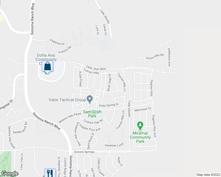 map of restaurants, bars, coffee shops, grocery stores, and more near 2456 Silver Sage Drive in Las Cruces