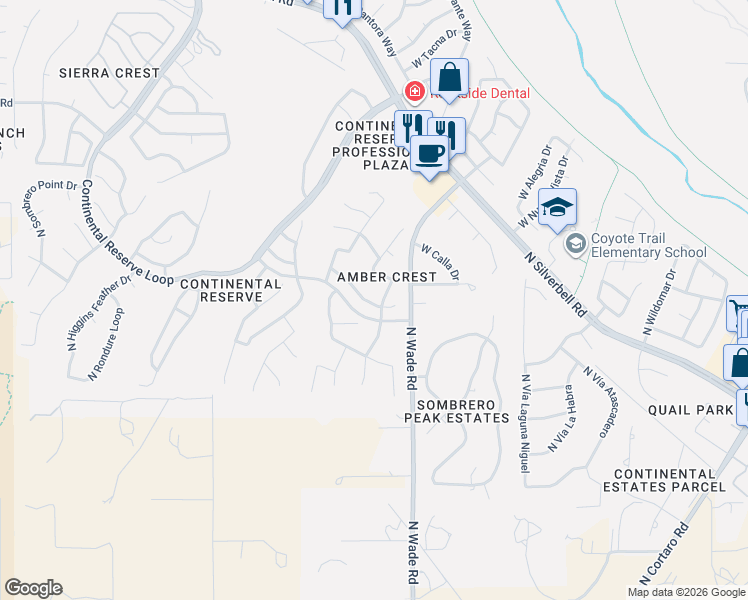 map of restaurants, bars, coffee shops, grocery stores, and more near 8004 North New Season Drive in Tucson