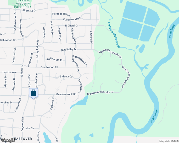 map of restaurants, bars, coffee shops, grocery stores, and more near 2324 East Manor Drive in Jackson