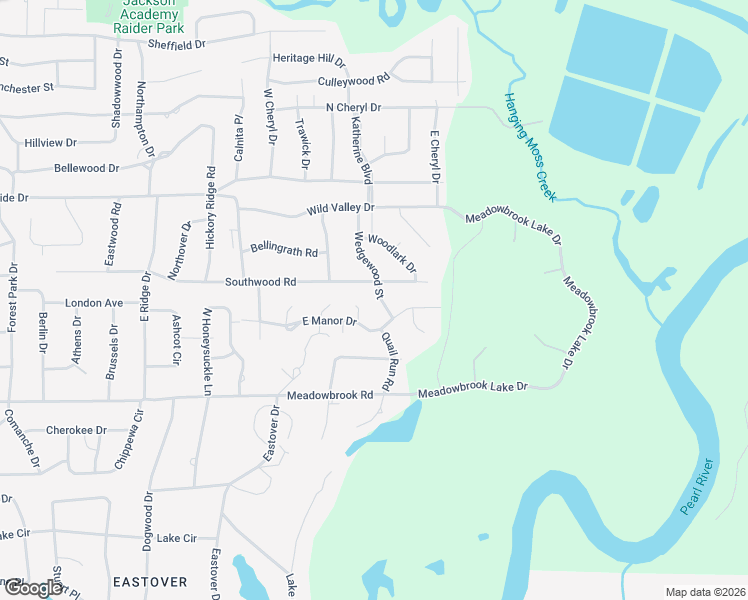 map of restaurants, bars, coffee shops, grocery stores, and more near 4316 Wedgewood Street in Jackson