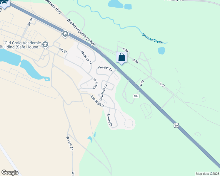 map of restaurants, bars, coffee shops, grocery stores, and more near 879 Mabins Street in Selma