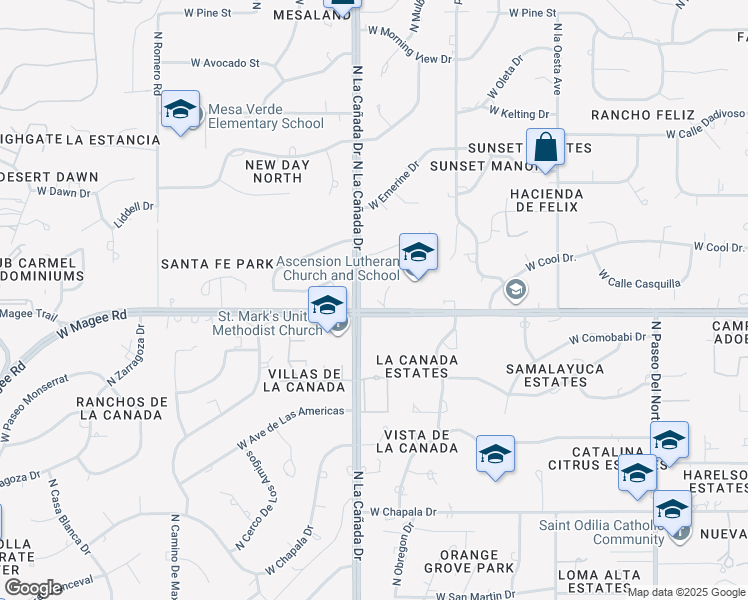 map of restaurants, bars, coffee shops, grocery stores, and more near in Casas Adobes