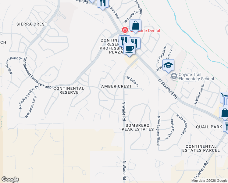 map of restaurants, bars, coffee shops, grocery stores, and more near 8007 North New Season Drive in Tucson