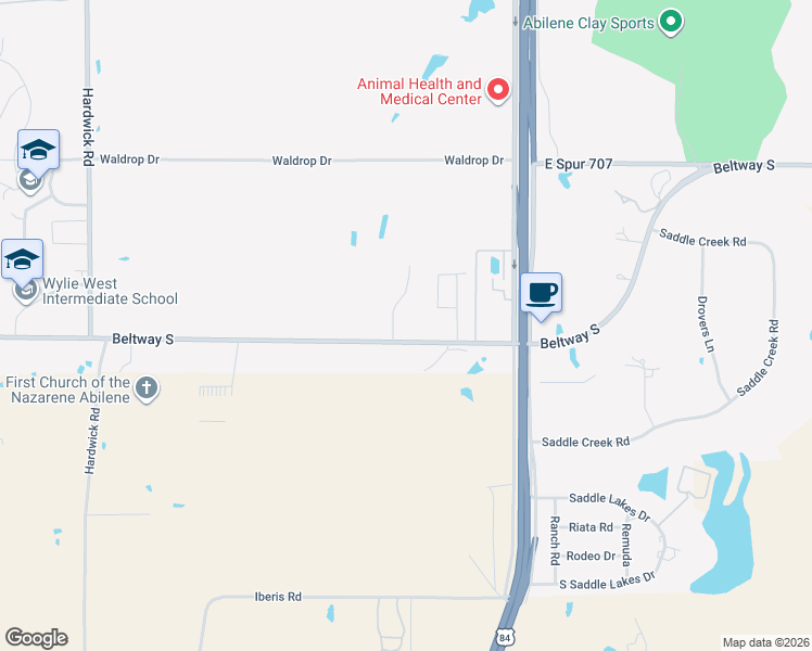 map of restaurants, bars, coffee shops, grocery stores, and more near 1958 Beltway South in Abilene