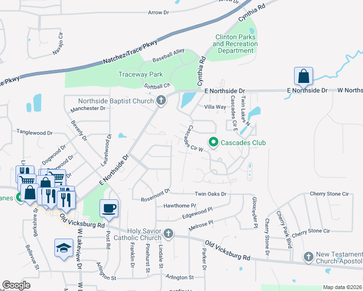 map of restaurants, bars, coffee shops, grocery stores, and more near 6 Shore Drive in Clinton
