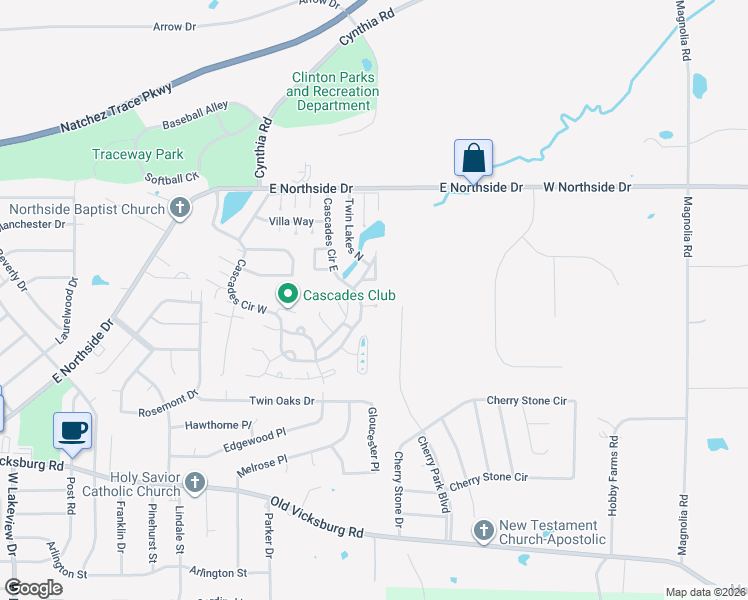 map of restaurants, bars, coffee shops, grocery stores, and more near 104 Carter Cove in Clinton