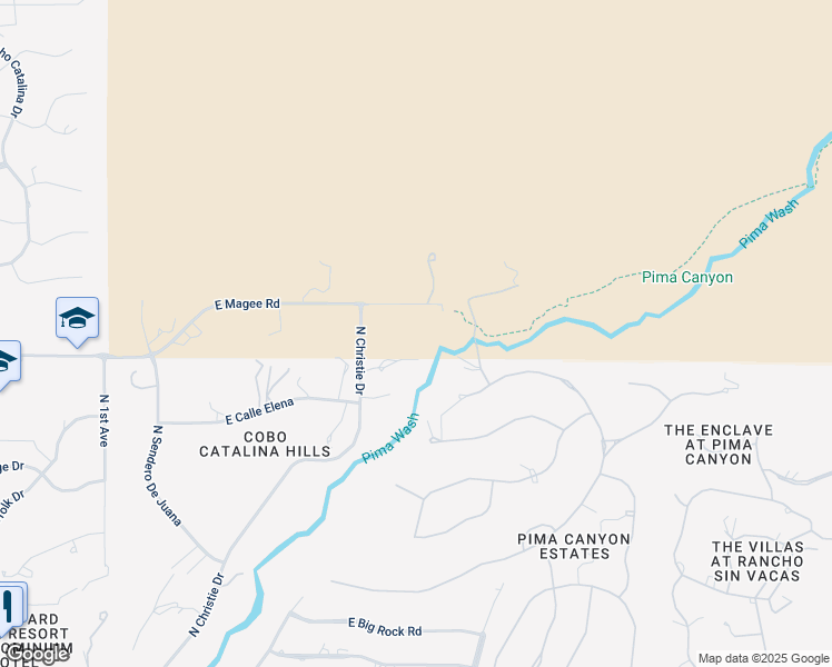 map of restaurants, bars, coffee shops, grocery stores, and more near 7980 North Christie Drive in Tucson
