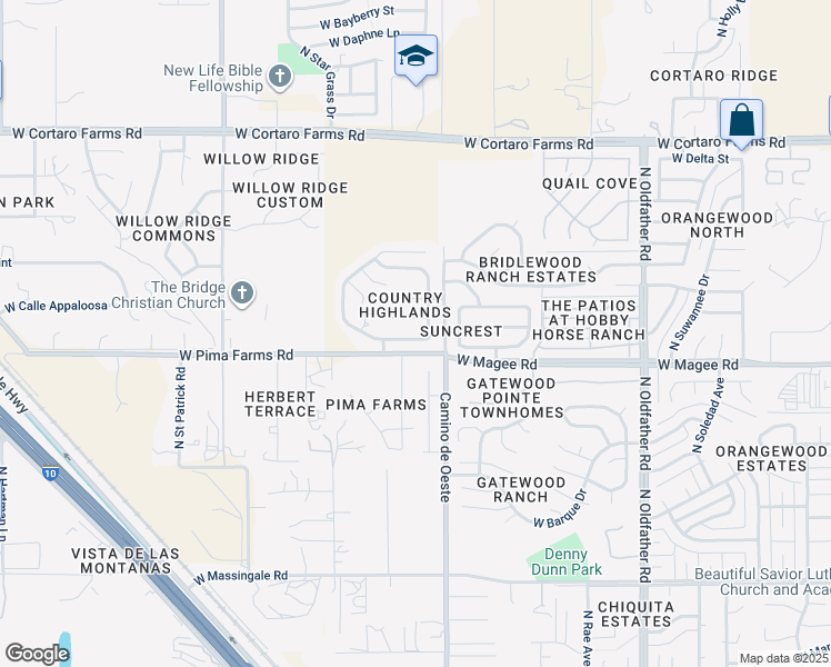 map of restaurants, bars, coffee shops, grocery stores, and more near 4658 West Knollside Street in Tucson