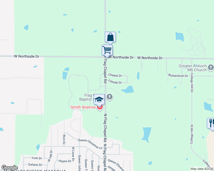 map of restaurants, bars, coffee shops, grocery stores, and more near 101-143 Claude Drive in Jackson