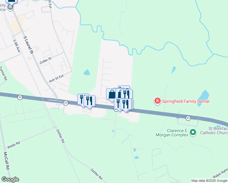 map of restaurants, bars, coffee shops, grocery stores, and more near in Springfield