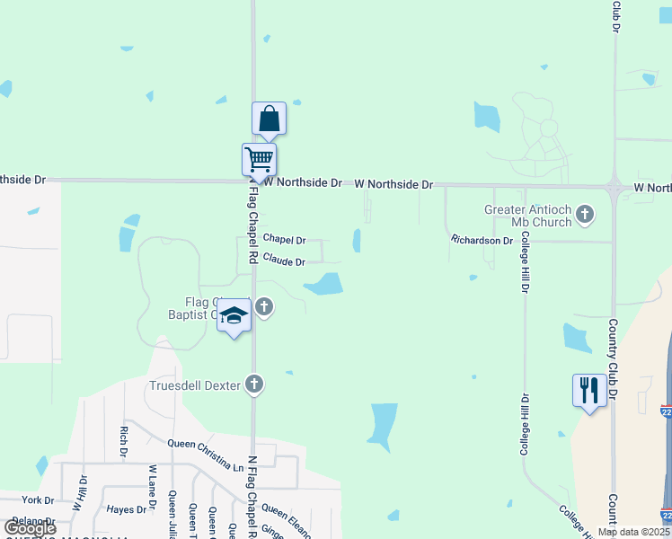 map of restaurants, bars, coffee shops, grocery stores, and more near 198 Claude Drive in Jackson