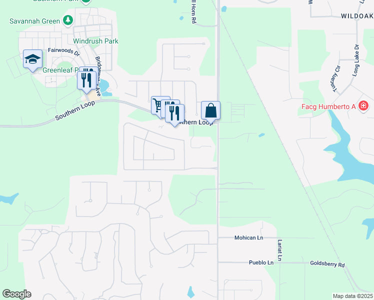map of restaurants, bars, coffee shops, grocery stores, and more near 10500 Plum Creek Drive in Shreveport