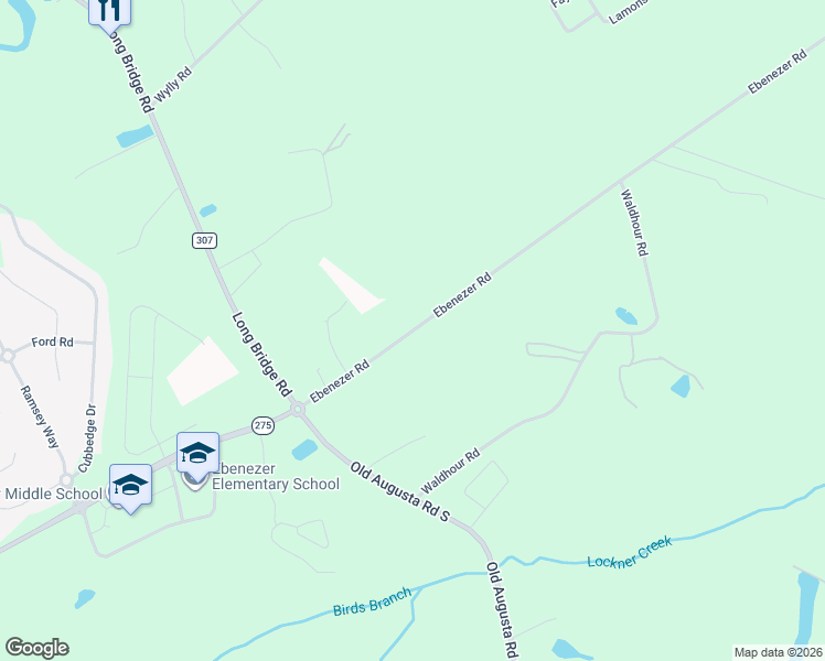 map of restaurants, bars, coffee shops, grocery stores, and more near Ebenezer Rd in Rincon