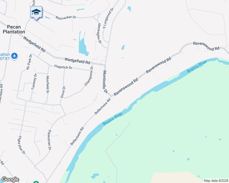 map of restaurants, bars, coffee shops, grocery stores, and more near 9625 Monticello Drive in Granbury