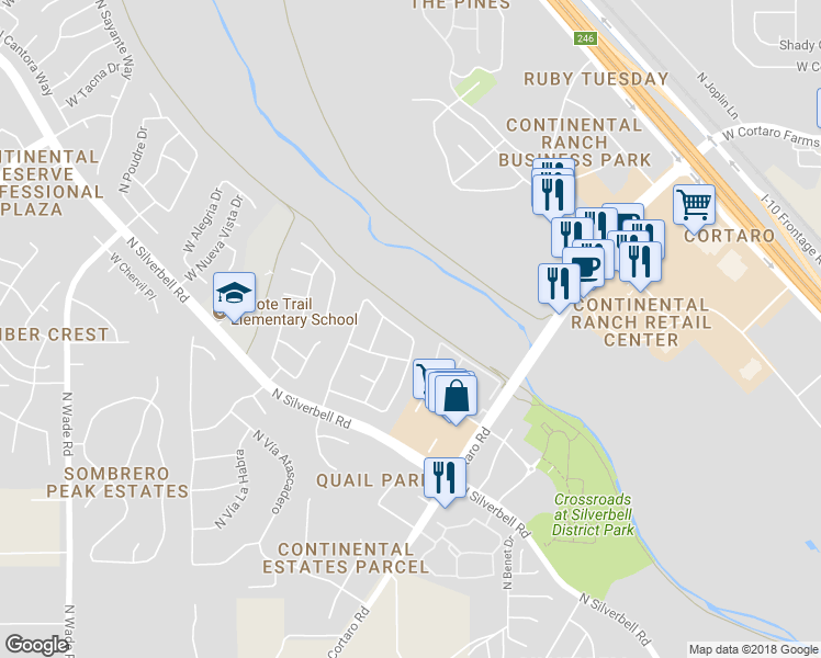 map of restaurants, bars, coffee shops, grocery stores, and more near 6378 West Tulare Way in Tucson
