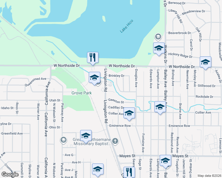 map of restaurants, bars, coffee shops, grocery stores, and more near 3730 Livingston Road in Jackson