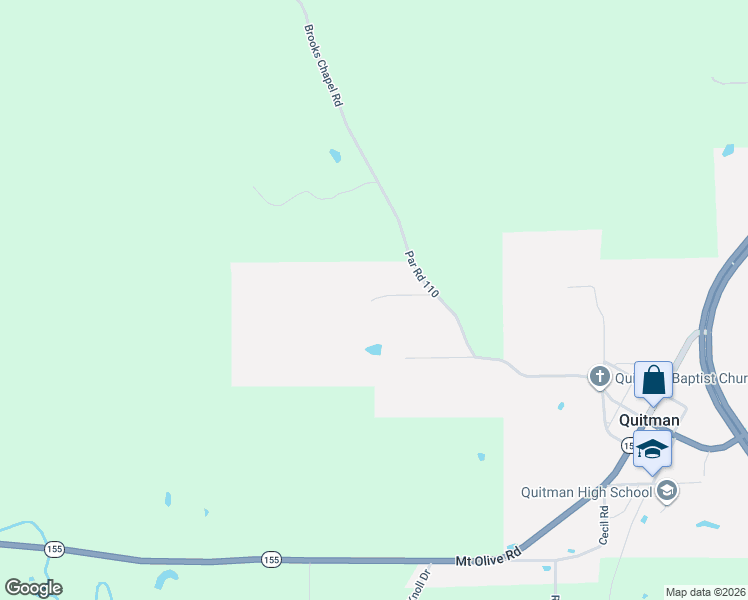 map of restaurants, bars, coffee shops, grocery stores, and more near 457 Par Road 115 in Quitman