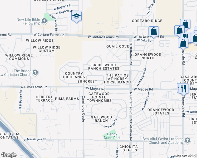 map of restaurants, bars, coffee shops, grocery stores, and more near 4486 West Sun Quest Street in Tucson