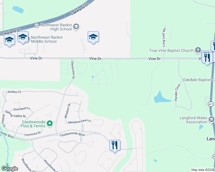 map of restaurants, bars, coffee shops, grocery stores, and more near 334 Oakville Circle in Brandon