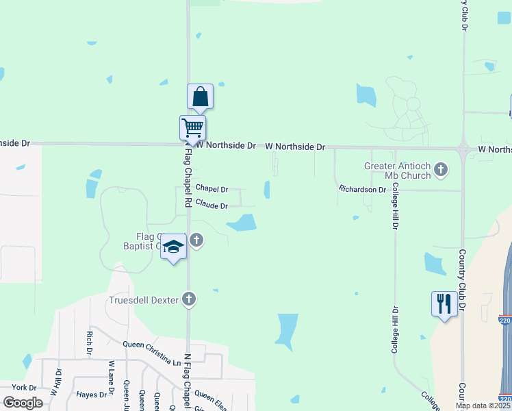map of restaurants, bars, coffee shops, grocery stores, and more near 198 Claude Drive in Jackson