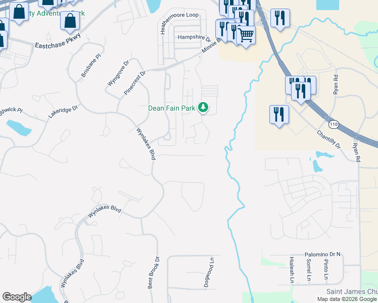map of restaurants, bars, coffee shops, grocery stores, and more near 9787 Ivy Green Drive in Montgomery