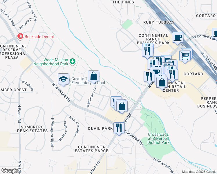 map of restaurants, bars, coffee shops, grocery stores, and more near 6378 West Tulare Way in Tucson