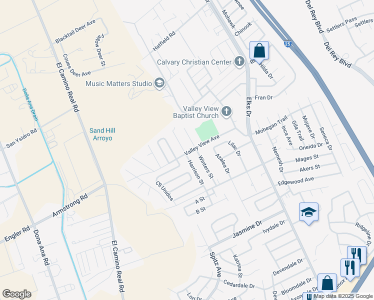 map of restaurants, bars, coffee shops, grocery stores, and more near 805 Valley View Avenue in Las Cruces