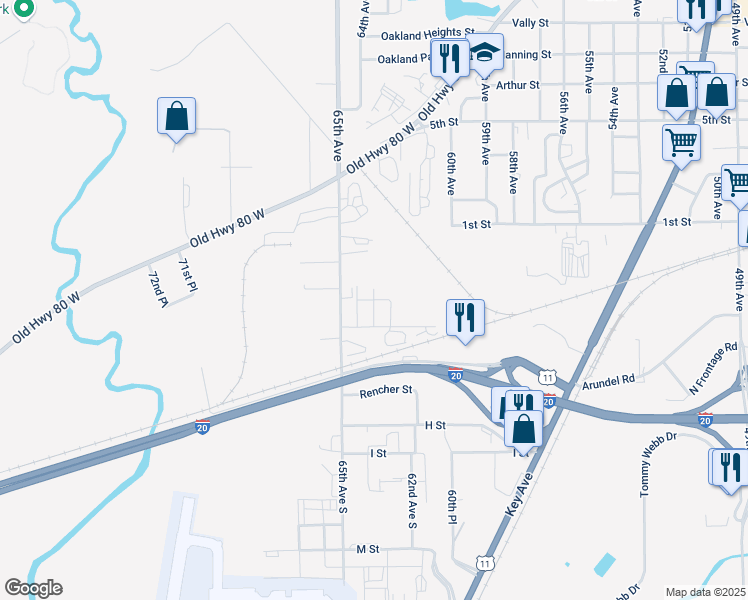 map of restaurants, bars, coffee shops, grocery stores, and more near 118 63rd Avenue in Meridian