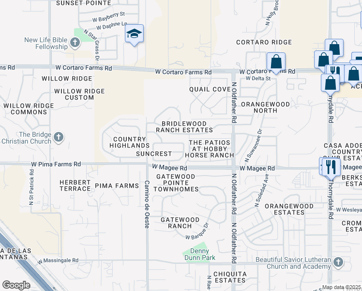 map of restaurants, bars, coffee shops, grocery stores, and more near 4463 West Holly Berry Way in Tucson