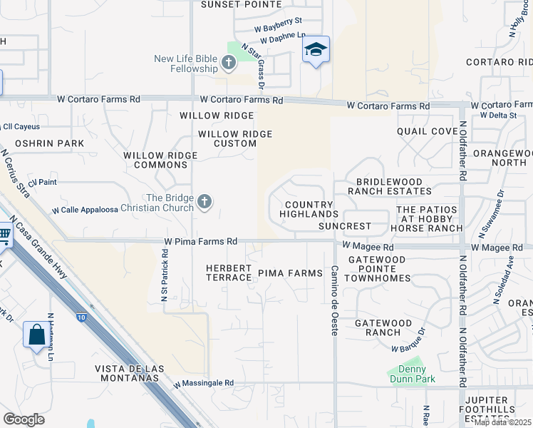 map of restaurants, bars, coffee shops, grocery stores, and more near 8077 North Streamside Avenue in Tucson