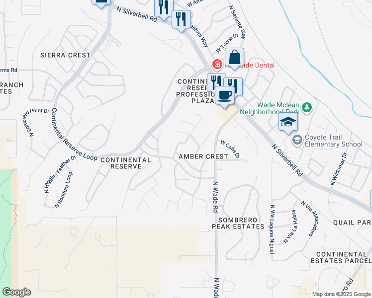 map of restaurants, bars, coffee shops, grocery stores, and more near 7119 West Leaf Bed Lane in Tucson