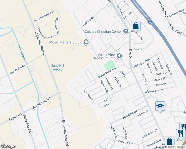 map of restaurants, bars, coffee shops, grocery stores, and more near 4208 Independence Loop in Las Cruces