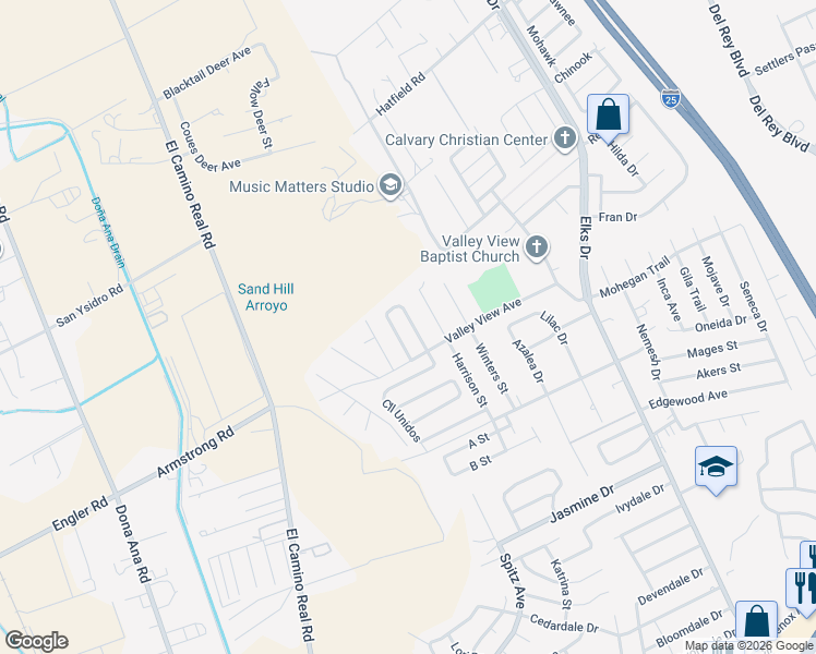 map of restaurants, bars, coffee shops, grocery stores, and more near 4208 Independence Loop in Las Cruces