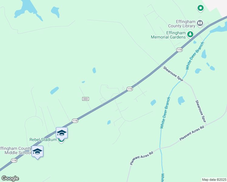 map of restaurants, bars, coffee shops, grocery stores, and more near 1589 Georgia 119 in Springfield