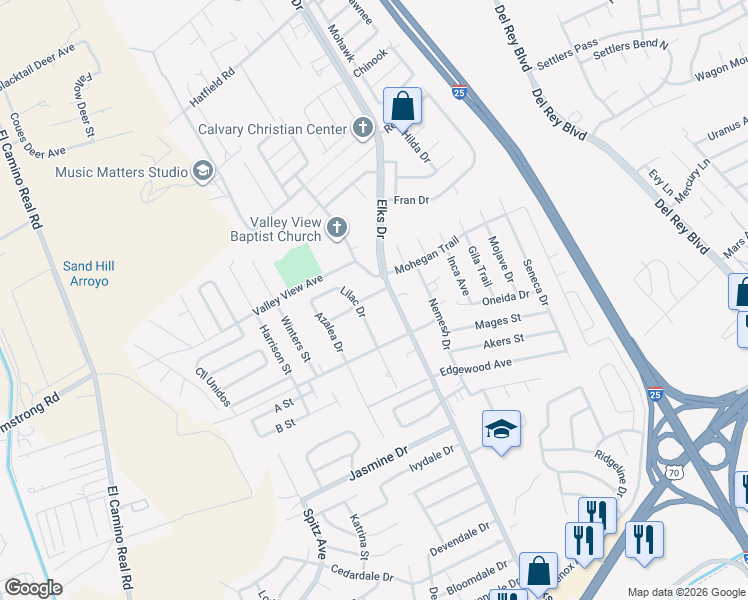 map of restaurants, bars, coffee shops, grocery stores, and more near 1020 Lantana Avenue in Las Cruces