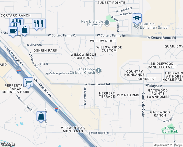 map of restaurants, bars, coffee shops, grocery stores, and more near 5009 Triangle Leaf Court in Tucson