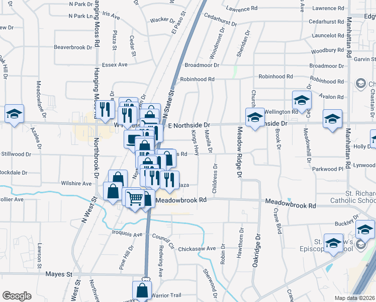 map of restaurants, bars, coffee shops, grocery stores, and more near 370 Naples Road in Jackson