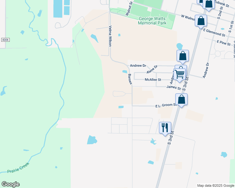 map of restaurants, bars, coffee shops, grocery stores, and more near 300 West McAfee Drive in Mabank