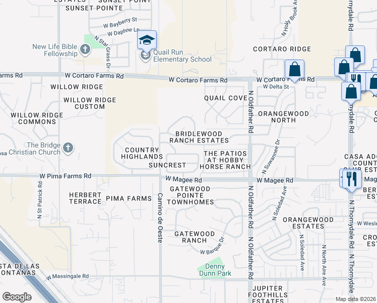 map of restaurants, bars, coffee shops, grocery stores, and more near 4463 West Holly Berry Way in Tucson