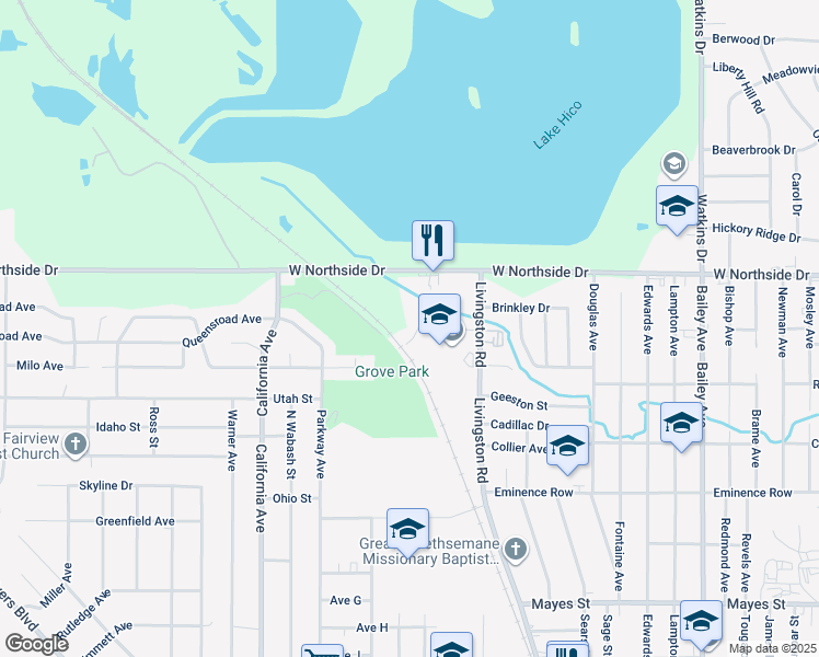 map of restaurants, bars, coffee shops, grocery stores, and more near 1698 Schoolview Dr in Jackson